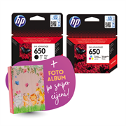 Komplet tinta HP nr.650 (BK + CMY), original + foto album po SUPER cijeni