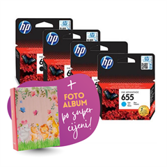 Komplet tinta HP nr.655 (BK/C/M/Y), original + foto album po SUPER cijeni