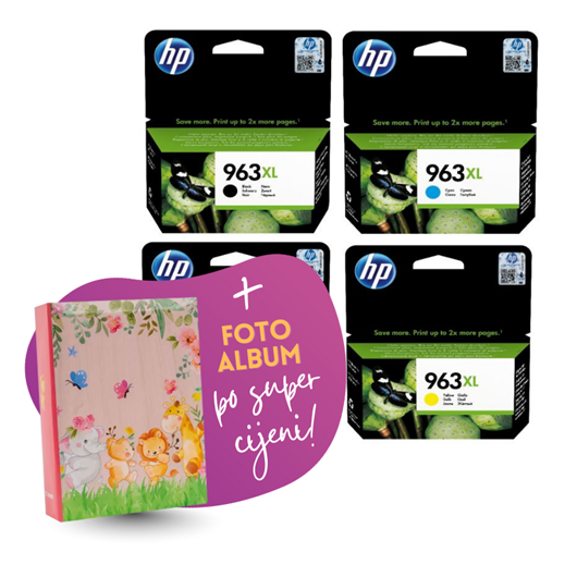 Komplet tinta HP nr.963 XL (BK/C/M/Y), original + foto album po SUPER cijeni