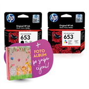 Komplet tinta HP nr.653 (BK + CMY), original + foto album po SUPER cijeni