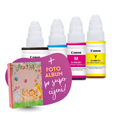 Komplet tinta Canon GI-490 (BK/C/M/Y), original + foto album po SUPER cijeni