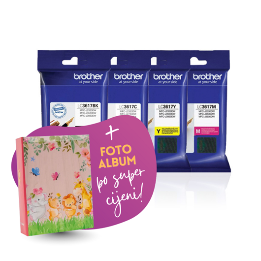Komplet tinta Brother LC3617 (BK/C/M/Y), original + foto album po SUPER cijeni