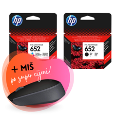 Komplet tinta HP nr.652 (BK + CMY), original + bežični miš po SUPER cijeni