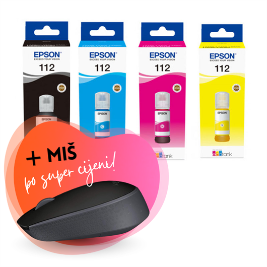 Komplet bočica Epson 112 (BK/C/M/Y), original + bežični miš po SUPER cijeni