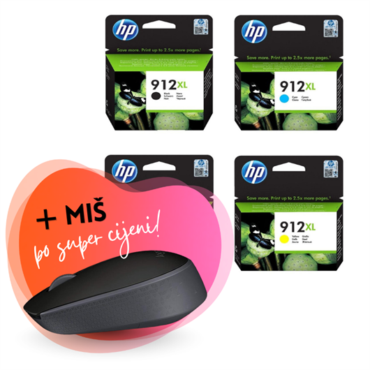 Komplet tinta HP nr.912XL (BK/C/M/Y), original + bežični miš po SUPER cijeni