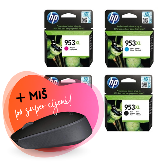 Komplet tinta HP nr.953XL (BK/C/M/Y), original + bežični miš po SUPER cijeni