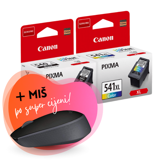 Komplet tinta Canon PG-540L + CL-541XL, original + bežični miš po SUPER cijeni