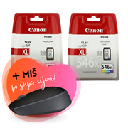 Komplet tinta Canon PG-545XL + CL-546XL, original + bežični miš po SUPER cijeni