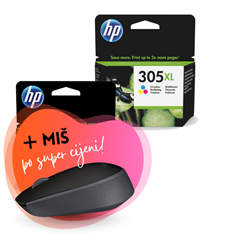 Komplet tinta HP 3YM62AE nr.305XL (crna + boja), original + bežični miš po SUPER cijeni