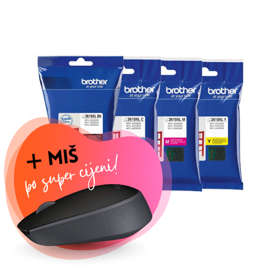 Komplet tinta Brother LC3619XL (BK/C/M/Y), original + bežični miš po SUPER cijeni