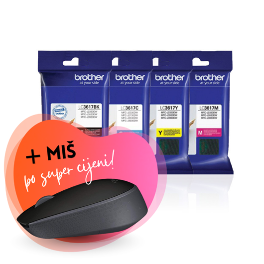 Komplet tinta Brother LC3617 (BK/C/M/Y), original + bežični miš po SUPER cijeni