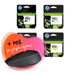 Komplet tinta HP nr.903XL (BK/C/M/Y), original + bežični miš po SUPER cijeni