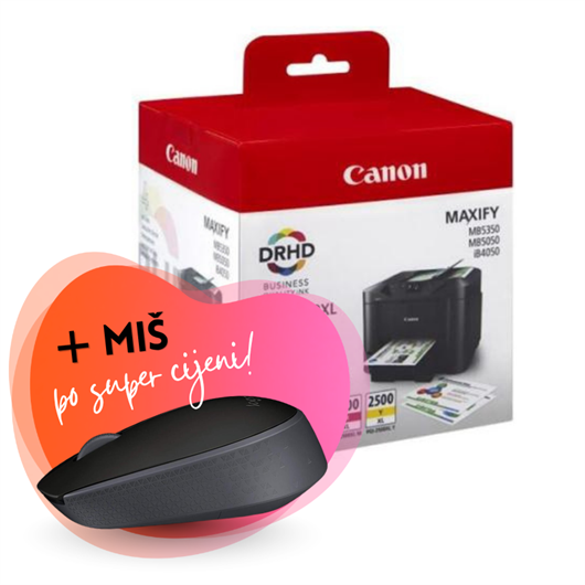 Komplet tinta Canon PGI-2500XL (BK/C/M/Y), original + bežični miš po SUPER cijeni