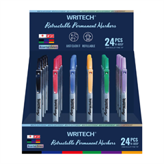 Permanentni marker Writech Retractable click, kompletan stalak, 24 komada