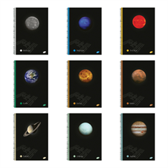 Bilježnica A4 Elisa Planeti sa spiralom, crte, 70 listova, sortirano
