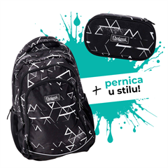 Komplet Rucksack Only Black Lines: ruksak + pernica