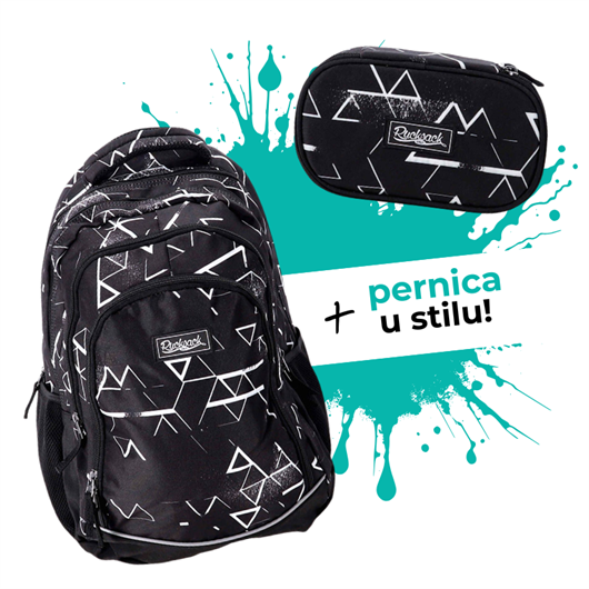 Komplet Rucksack Only Black Lines: ruksak + pernica