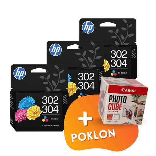 Komplet tinta HP N9K05AE nr.304 (boja), original, 3 komada + GRATIS POKLON