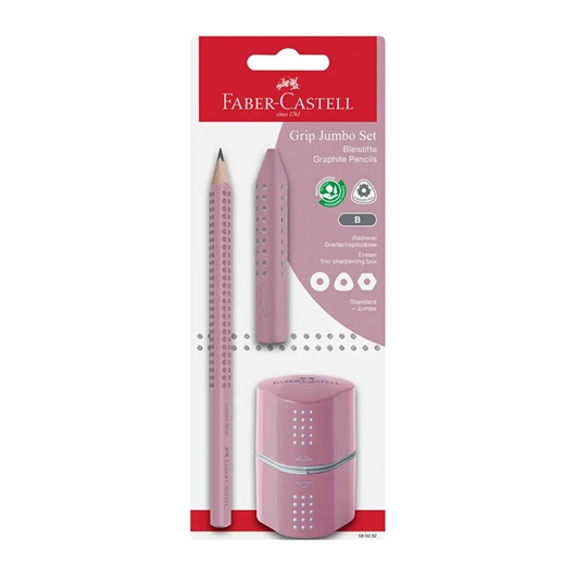 Komplet Faber-Castell Grip Jumbo (3-dijelni), ružičasti