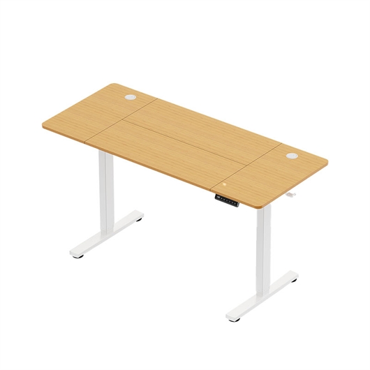 Električni podizni stol VonHaus s USB-C punjenjem (140 x 60 cm), svijetlo drvo, bijela baza